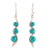 Reconstituted turquoise dangle earrings, 'Swirling Orbs' - Modern 925 Silver Reconstituted Turquoise Dangle Earrings
