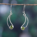 Peridot dangle earrings, 'Abstract Fortune' - Abstract and Modern One-Carat Peridot Dangle Earrings