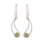 Peridot dangle earrings, 'Abstract Fortune' - Abstract and Modern One-Carat Peridot Dangle Earrings
