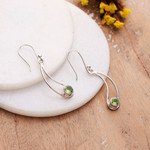 Peridot dangle earrings, 'Abstract Fortune' - Abstract and Modern One-Carat Peridot Dangle Earrings