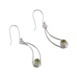 Peridot dangle earrings, 'Abstract Fortune' - Abstract and Modern One-Carat Peridot Dangle Earrings