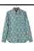 Camisa de hombre de algodón ikat. - Camisa con cuello de algodón verde azulado con estampado Ikat para hombre procedente de la India
