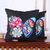 Embroidered cotton cushion covers, 'Butterfly Universe in Black' (pair) - Embroidered Black Butterfly Cotton Cushion Covers (Pair)