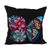 Embroidered cotton cushion covers, 'Butterfly Universe in Black' (pair) - Embroidered Black Butterfly Cotton Cushion Covers (Pair)