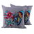 Embroidered cotton cushion covers, 'Butterfly Universe in Grey' (pair) - Embroidered Grey Butterfly Cotton Cushion Covers (Pair)