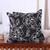Embroidered cotton cushion covers, 'Primaveral Midnight' (pair) - Floral Black and White Cotton Cushion Covers (Pair)