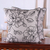 Embroidered cotton cushion covers, 'Primaveral Evening' (pair) - Floral Grey and Black Cotton Cushion Covers (Pair)