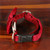 Pet collar, 'Royal Elegance in Cherry' - Faux Velvet Adjustable Pet Collar with Bow Tie in Cherry