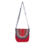 Cotton sling, 'Crimson Expression' - Adjustable Striped Crimson Cotton Sling Bag with Fringes
