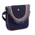 Cotton sling, 'Navy Expression' - Adjustable Braid-Accented Navy Cotton Sling Bag with Fringes