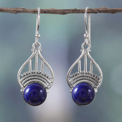Pendientes colgantes de lapislázuli - Aretes colgantes de lapislázuli inspirados en tiara pulida