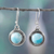 Larimar dangle earrings, 'Regal Enchantment' - Polished Natural Round Larimar Dangle Earrings from India