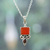 Carnelian and garnet pendant necklace, 'Red Vibrancy' - 925 Silver Pendant Necklace with Carnelian and Garnet Stones