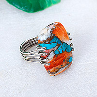 Sterling silver cocktail ring, 'Vibrant Charm'