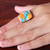 Sterling silver cocktail ring, 'Vibrant Charm' - Sterling Silver and Reconstituted Turquoise Cocktail Ring (image 2j) thumbail