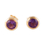Gold-plated amethyst stud earrings, 'Golden Wise World' - 22k Gold-Plated Round Stud Earrings with Amethyst Gems thumbail