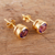 Gold-plated amethyst stud earrings, 'Golden Wise World' - 22k Gold-Plated Round Stud Earrings with Amethyst Gems (image 2c) thumbail