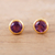 Gold-plated amethyst stud earrings, 'Golden Wise World' - 22k Gold-Plated Round Stud Earrings with Amethyst Gems (image 2d) thumbail