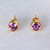 Gold-plated amethyst stud earrings, 'Golden Wise World' - 22k Gold-Plated Round Stud Earrings with Amethyst Gems (image 2e) thumbail