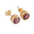 Gold-plated amethyst stud earrings, 'Golden Wise World' - 22k Gold-Plated Round Stud Earrings with Amethyst Gems (image 2f) thumbail