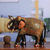 Hand-painted wood sculpture, 'Royal Embodiment' - Hand-Painted Leafy and Floral Elephant Neem Wood Sculpture (image 2j) thumbail