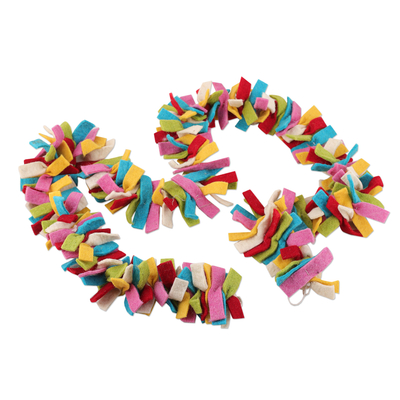 Wool felt garland, 'Vivacious Celebrations' - Handcrafted Colorful Wool Felt Garland with Cotton Loops