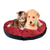 Faux velvet pet blanket, 'Cuddly Onyx' - Padded Round Faux Velvet Pet Blanket in Onyx and Red Hues