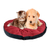 Faux velvet pet blanket, 'Cuddly Onyx' - Padded Round Faux Velvet Pet Blanket in Onyx and Red Hues