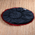 Faux velvet pet bed, 'Cuddly Onyx' - Padded Round Faux Velvet Pet Bed in Black and Red Hues