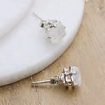 Rainbow moonstone stud earrings, 'Mystic Charm' - Shiny Sterling Silver Stud Earrings with Rainbow Moonstones