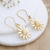 Gold-plated dangle earrings, 'Sunflower Glory' - 22k Gold-Plated Sunflower Dangle Earrings from India