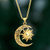 Gold-plated pendant necklace, 'Sacred Duo' - Sun and Crescent Moon 22k Gold-Plated Pendant Necklace (image 2) thumbail