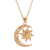 Gold-plated pendant necklace, 'Sacred Duo' - Sun and Crescent Moon 22k Gold-Plated Pendant Necklace thumbail