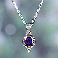 Sapphire pendant necklace, 'Air Bubble in Blue' - Indian Sapphire and Sterling Silver Pendant Necklace