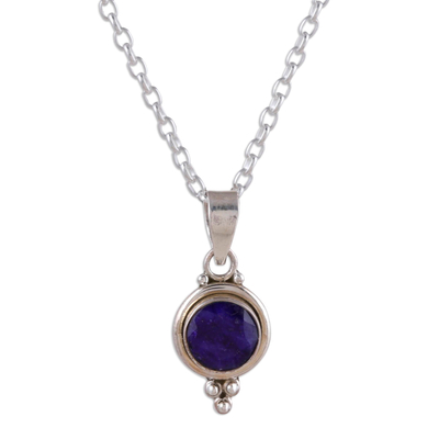 Sapphire pendant necklace, 'Air Bubble in Blue' - Indian Sapphire and Sterling Silver Pendant Necklace