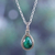 Emerald pendant necklace, 'Halo Effect in Green' - Sterling Silver Pendant Necklace with 3-Carat Emerald Gem (image 2) thumbail