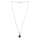 Emerald pendant necklace, 'Halo Effect in Green' - Sterling Silver Pendant Necklace with 3-Carat Emerald Gem