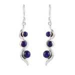 Lapis lazuli dangle earrings, 'Swirling Intellect' - Modern Sterling Silver Lapis Lazuli Dangle Earrings