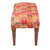 Cotton ottoman, 'Red Palace' - Floral Red and Brown Cotton and Acacia Wood Ottoman