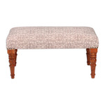 Cotton ottoman, 'Taupe Spring' - Floral Light Taupe and Alabaster Cotton Ottoman from India