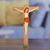 Wood magnet, 'Sacred Crucifixion' - Hand-Painted Jesus Christ Kadam Wood Magnet from India