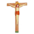 Wood magnet, 'Sacred Crucifixion' - Hand-Painted Jesus Christ Kadam Wood Magnet from India