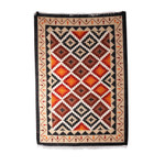 Wool rug, 'Paradise Enchantment' - Handloomed Diamond-Patterned Alabaster and Black Wool Rug