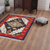Wool area rug, 'Striking Symmetry' (4x6) - Classic Geometric Strawberry and Navy Wool Area Rug (4x6)