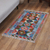 Wool rug, 'Creative Blue' - Handloomed Traditional Diamond-Patterned Wool Rug from India