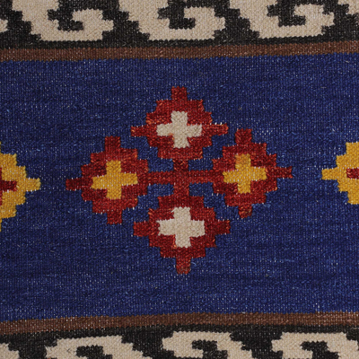 Alfombra de lana, (3x5) - Alfombra de lana colorida y geométrica tejida a mano de la India (3x5)