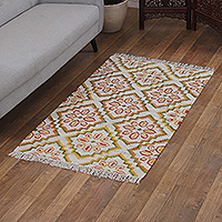 Wool area rug, 'Floral Boom' (3x5) - Traditional Floral Handloomed Wool Area Rug from India (3x5)