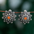 Karneol-Knopfohrringe - Ohrringe aus Sterlingsilber mit Blumenknöpfen und Karneolsteinen
