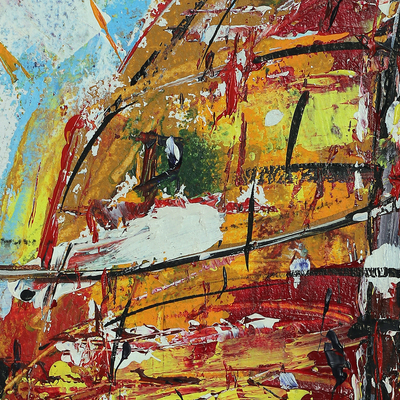 'The Hat of Santiago' - Signed Unstretched Expressionist Acrylic Painting