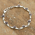Sterling silver link bracelet, 'Rose Garland' - Sterling Silver Link Bracelet with Hand-Painted Rose Motifs